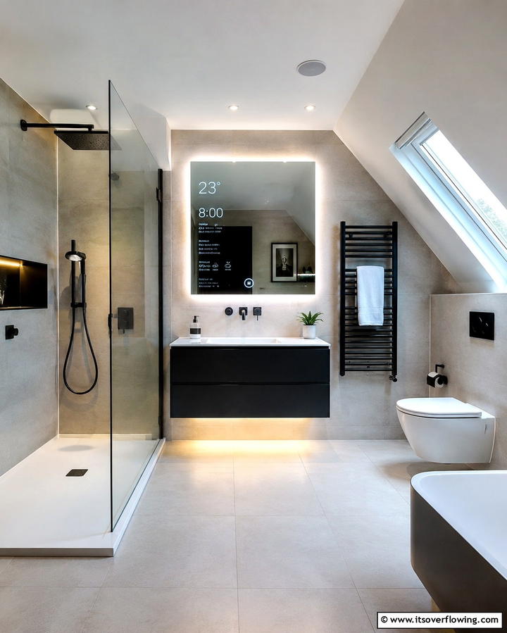 Smart Bathroom Technology - 30 Attic Bathroom Ideas for Space-Saving Luxury