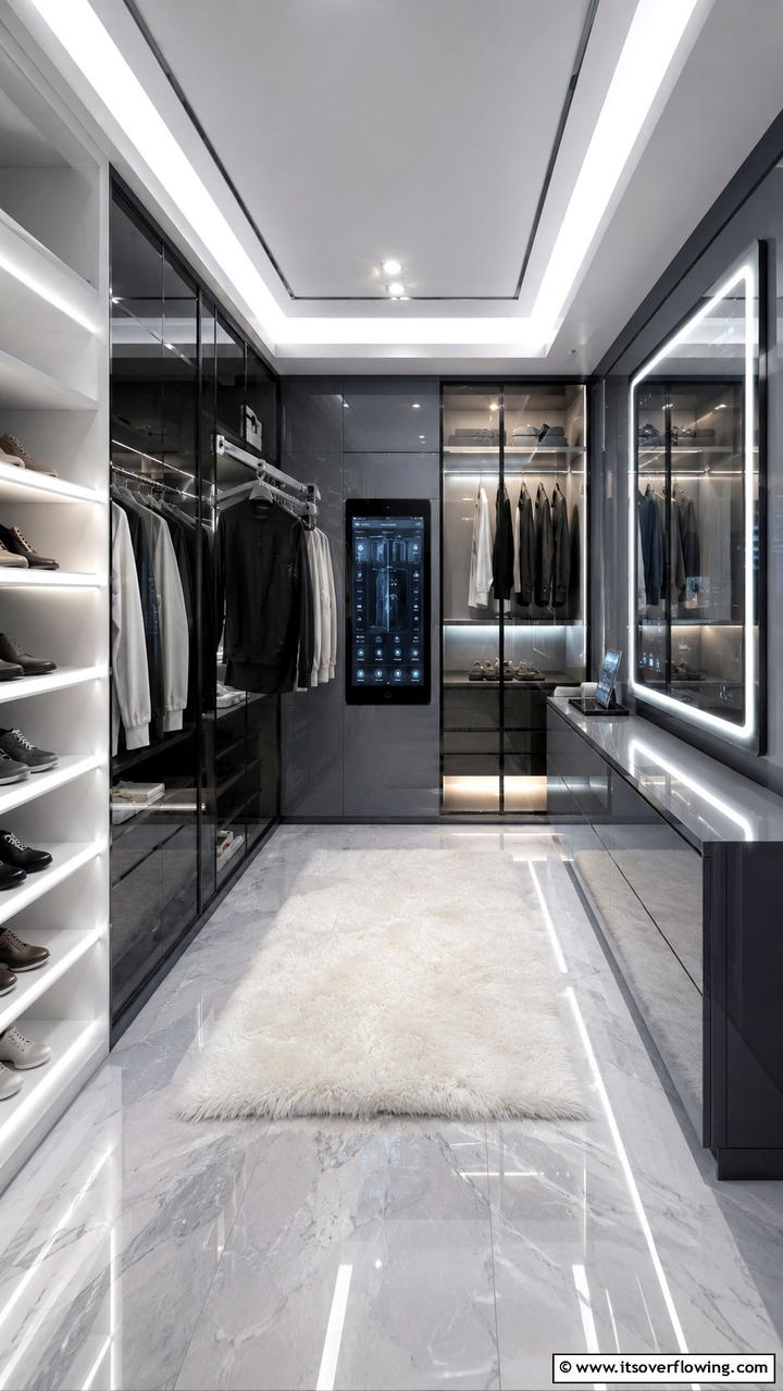 Smart Closet Integration - 30 Dressing Room Ideas for Organized Luxury