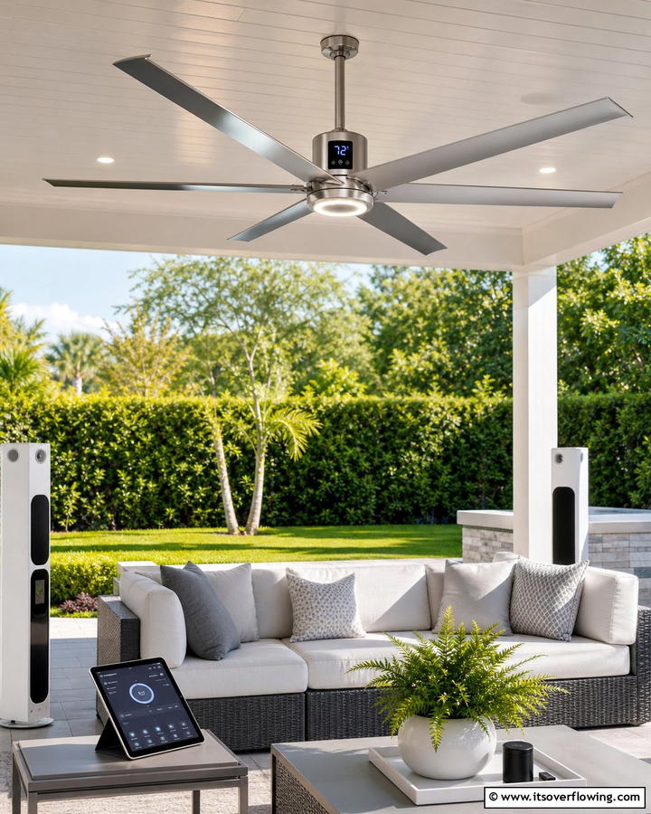Smart Fans with Wi Fi Connectivity - 20 Patio Fan Ideas to Keep Your Outdoor Space Cool
