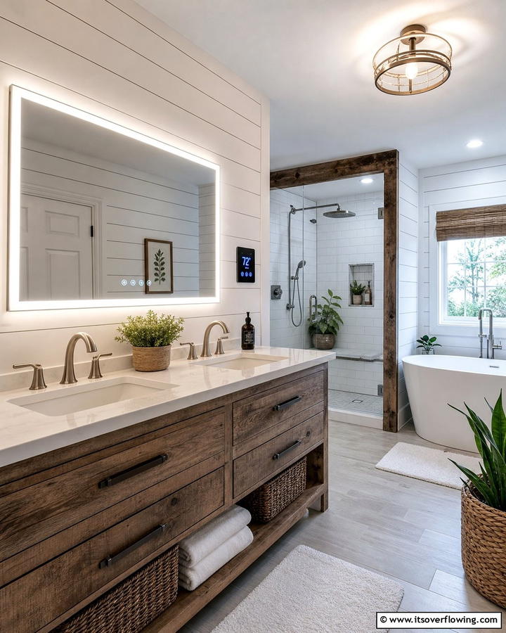 Smart Farmhouse Upgrades - 21 Modern Farmhouse Bathroom Ideas Blending Rustic Charm