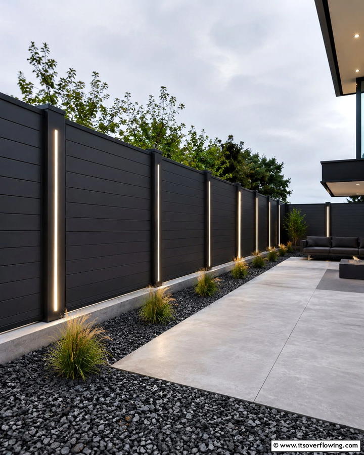 Smart Fence with Integrated Lighting - 30 Innovative Corner Fence Solutions for Yard Boundaries
