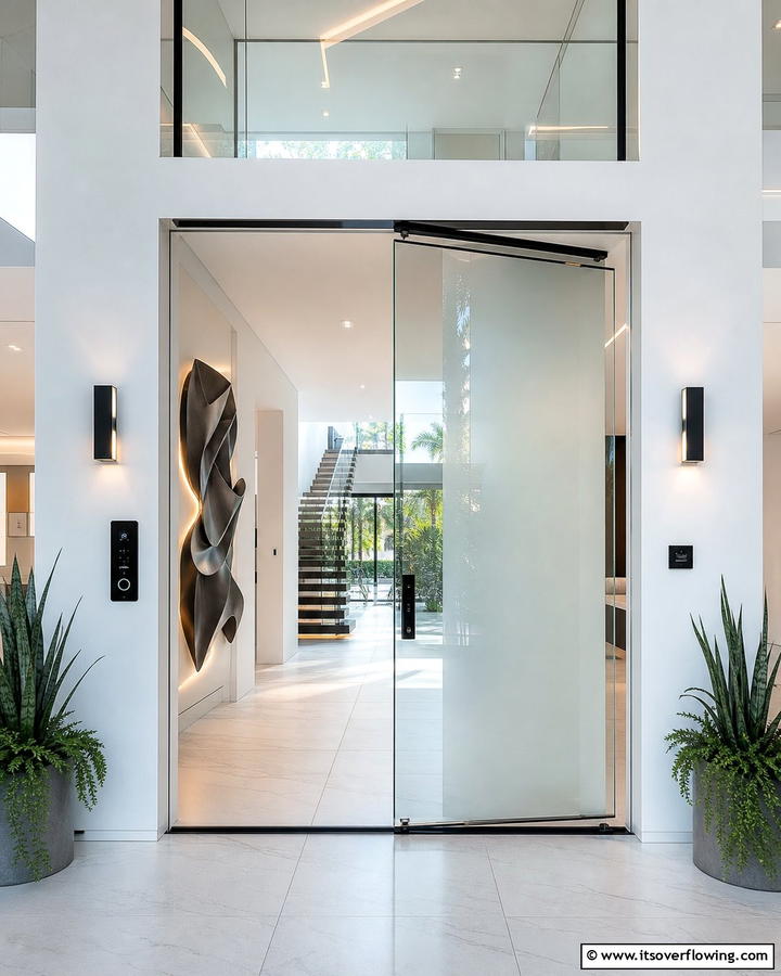 Smart Glass Technology - 20 Front Door Privacy Ideas to Enhance Your Home Security