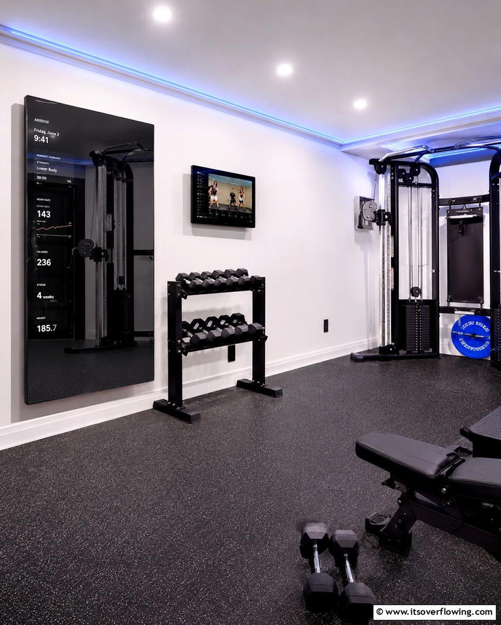 Smart Home Gym Technology - 25 Basement Gym Ideas for Your Home Workout Space