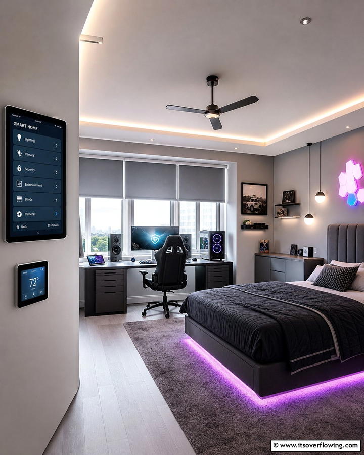 Smart Home Integration - 21 Gaming Bedroom Ideas for an Immersive Entertainment Setup