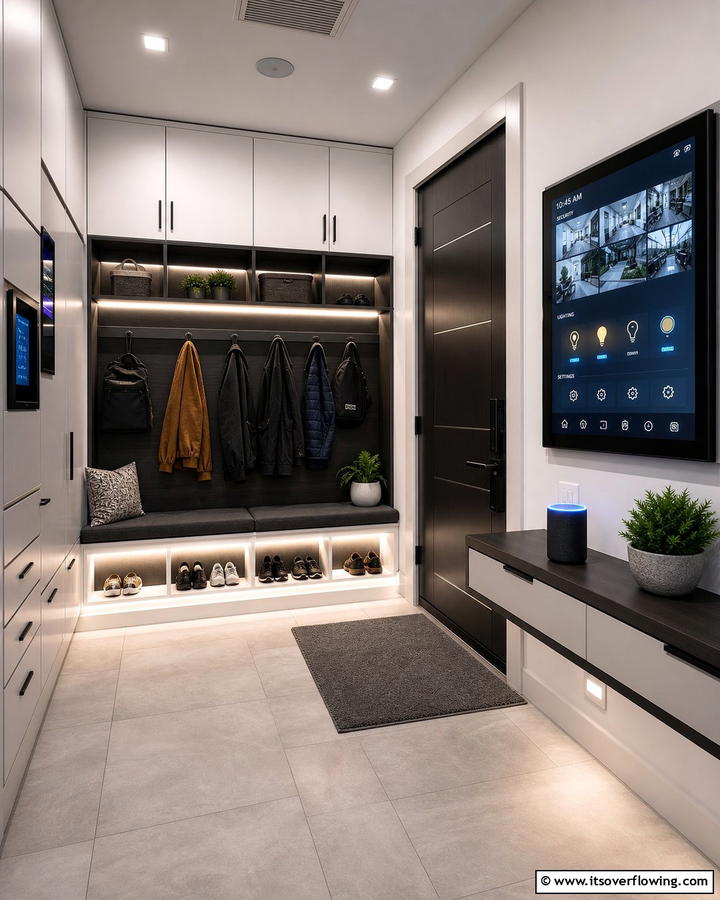 Smart Home Integration - 21 Mud Room Ideas for Organized & Stylish Entryways