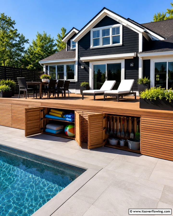 Smart Integrated Storage - 30 Stylish Deck Skirting Ideas to Elevate Outdoor Entertaining