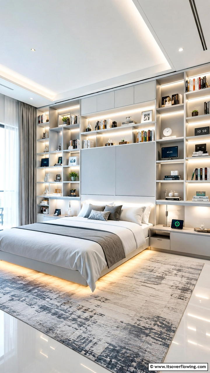 Smart Integrated System - 30 Bedroom Shelving Ideas for Storage and Display