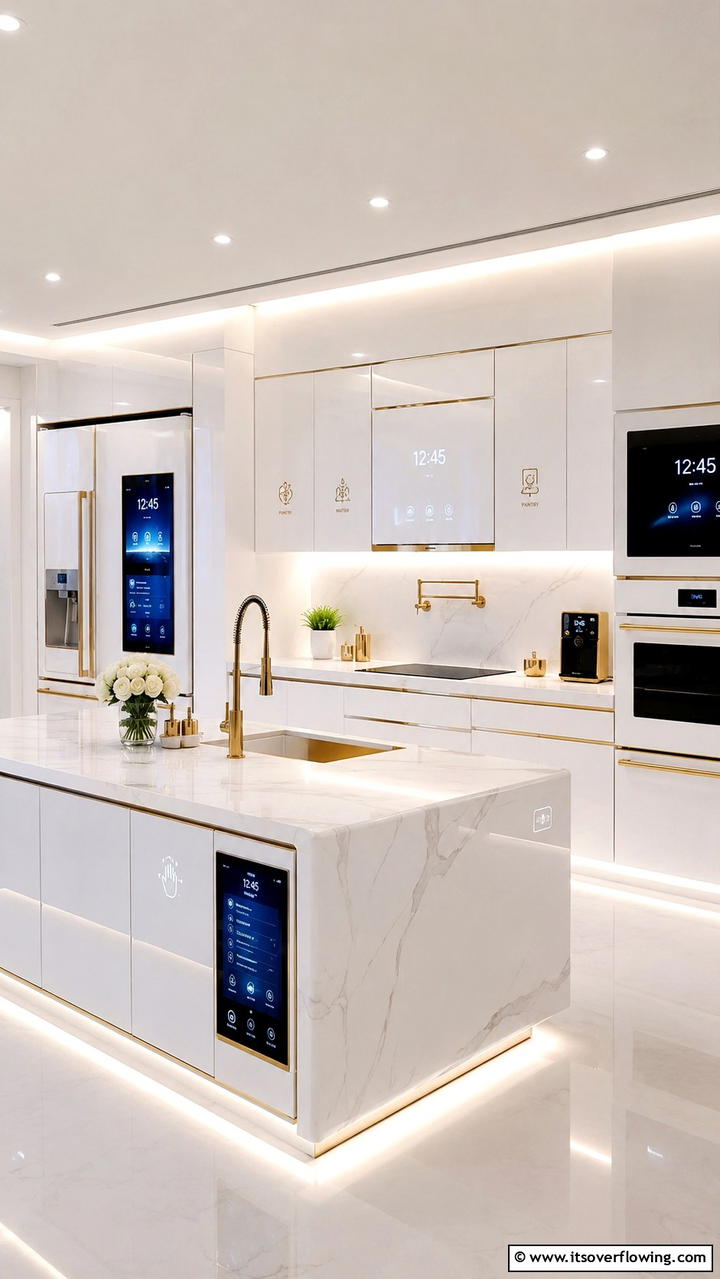 Smart Kitchen Innovations with White and Gold Finishes - 21 White and Gold Kitchen Ideas for Timeless Elegance