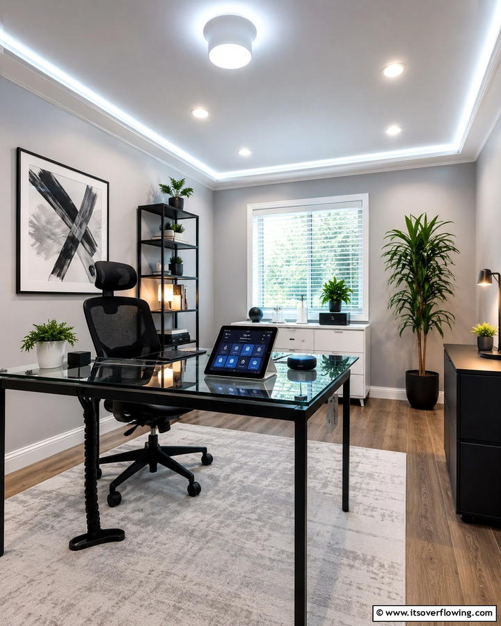 Smart Lighting Control - 30 Home Office Lighting Ideas- Brighten Your Workspace