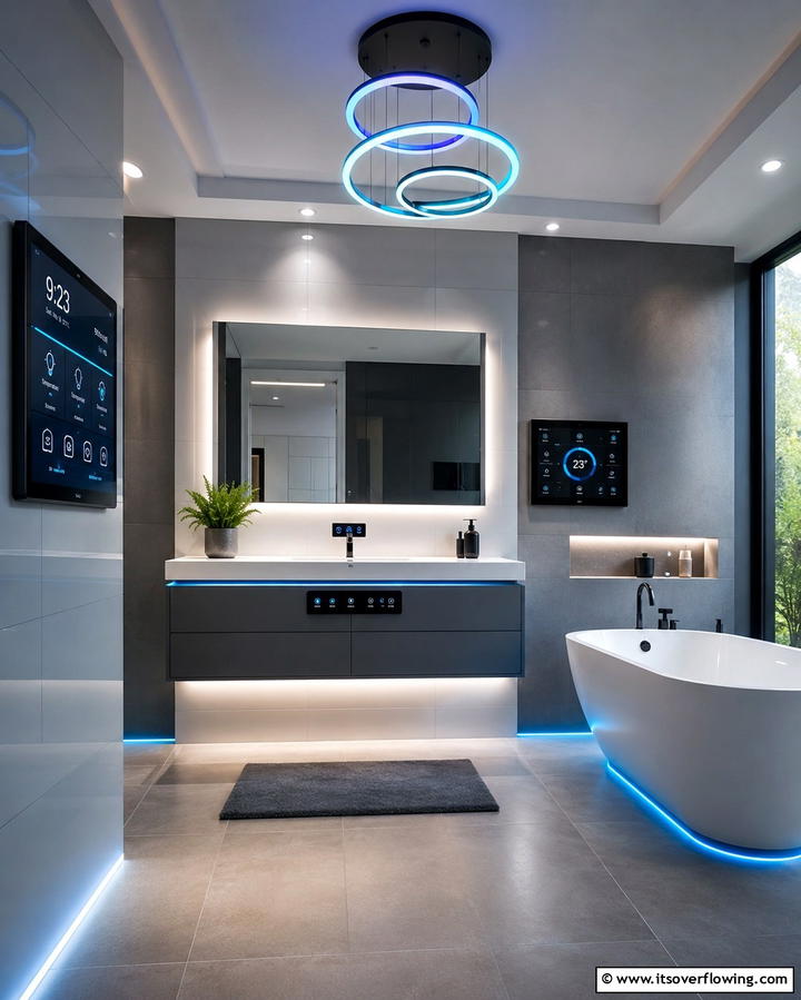 Smart Lighting Integration - 30 Bathroom Pendant Lighting Ideas for Modern Illumination