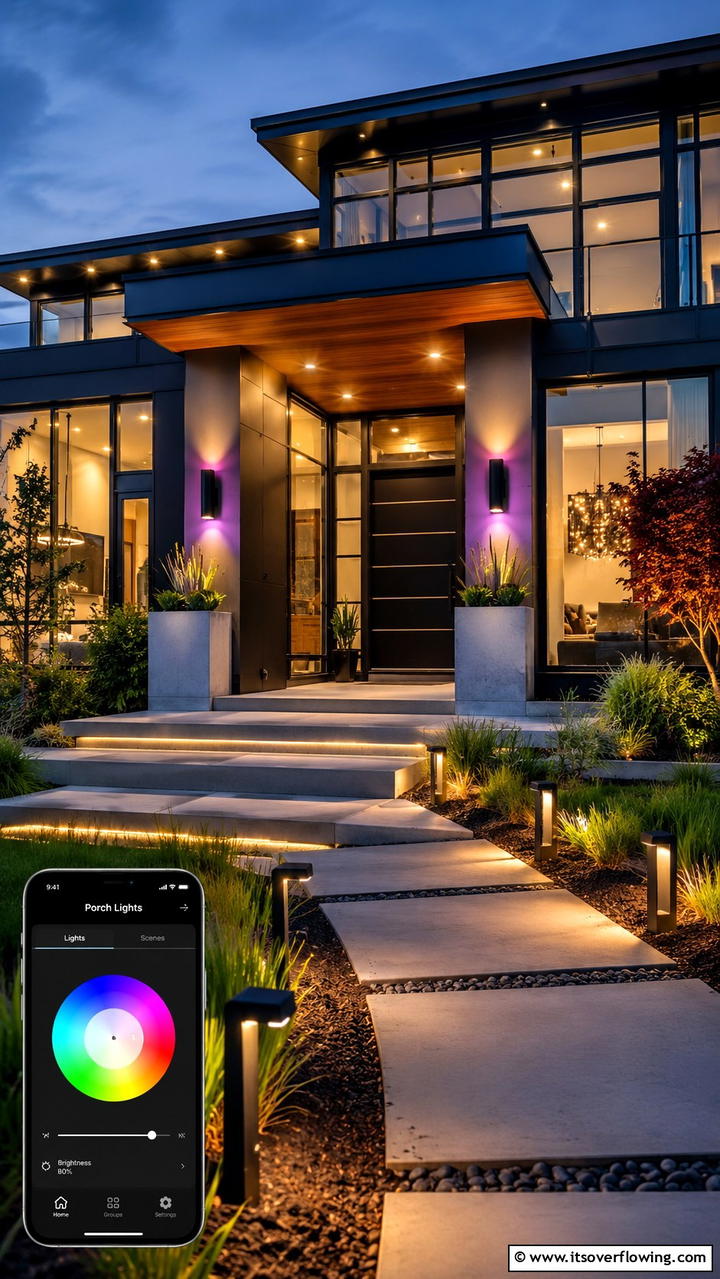 Smart Lighting Integration - 30 Inviting Front Porch Lighting Ideas for Curb Appeal