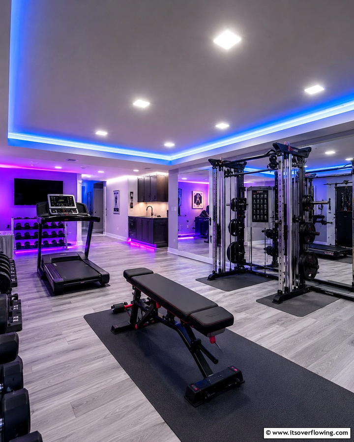Smart Lighting Solutions - 25 Basement Gym Ideas for Your Home Workout Space