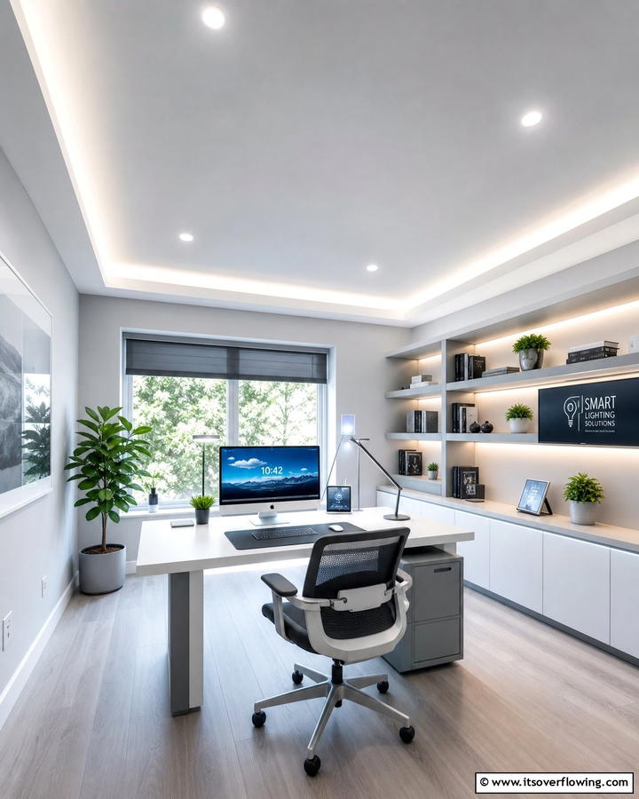 Smart Lighting Solutions - 21 Modern Home Office Ideas for Productivity & Style