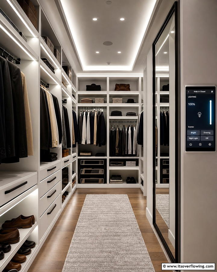 Smart Lighting Systems - 25 Bright Closet Lighting Ideas for Organized Spaces