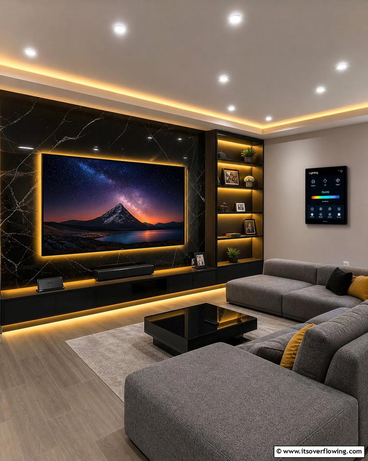 Smart Lighting for Mood Control - 20 Small Media Room Ideas for Cozy Entertainment