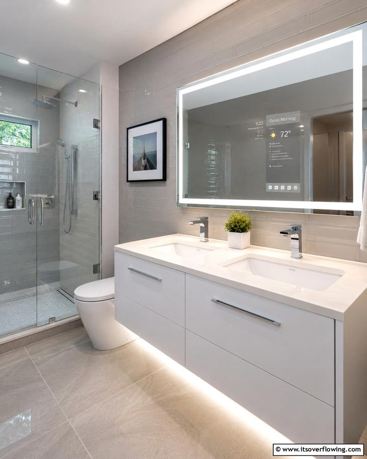 Smart Mirror Innovations - 30 Small Master Bathroom Ideas for Efficient Luxury