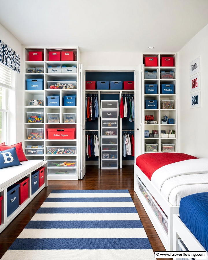 Smart Organization Systems - 21 Shared Kids Room Design Ideas for Siblings