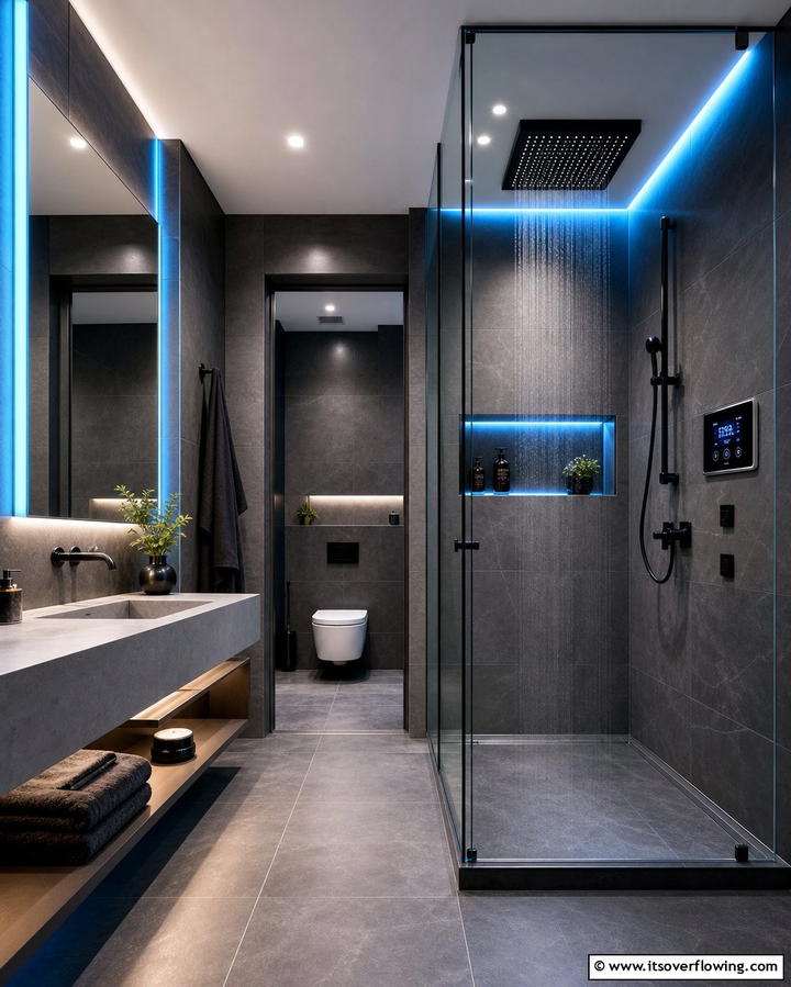 Smart Shower System - 25 Man Cave Bathroom Ideas for a Unique Space
