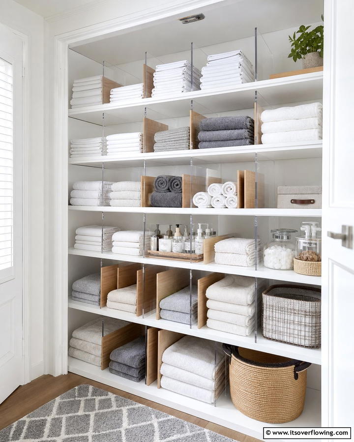 Smart Space Dividers - 30 Linen Closet Organization Ideas for Maximized Storage