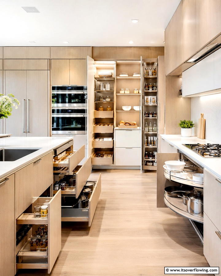 Smart Storage Innovations - 30 Kitchens with Light Wood Cabinets- Warm & Airy Designs