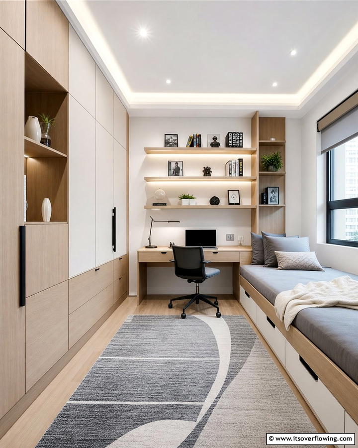 Smart Storage Integration - 21 Functional Bedroom Office Ideas for Productive Spaces