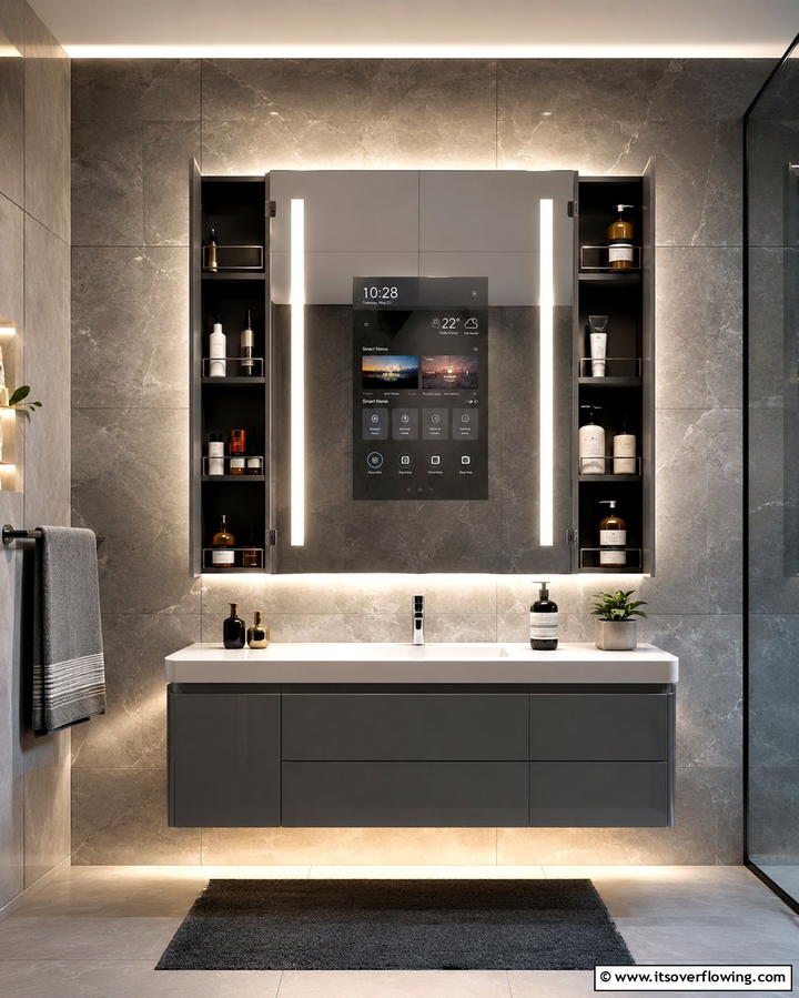 Smart Storage Mirror - 30 Functional Bathroom Furniture Ideas to Maximize Space