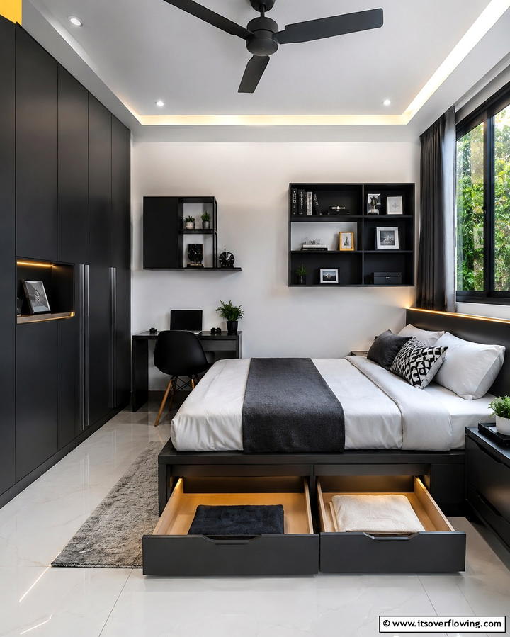 Smart Storage Solutions - 30 Bachelor Room Ideas for Modern Masculine Spaces
