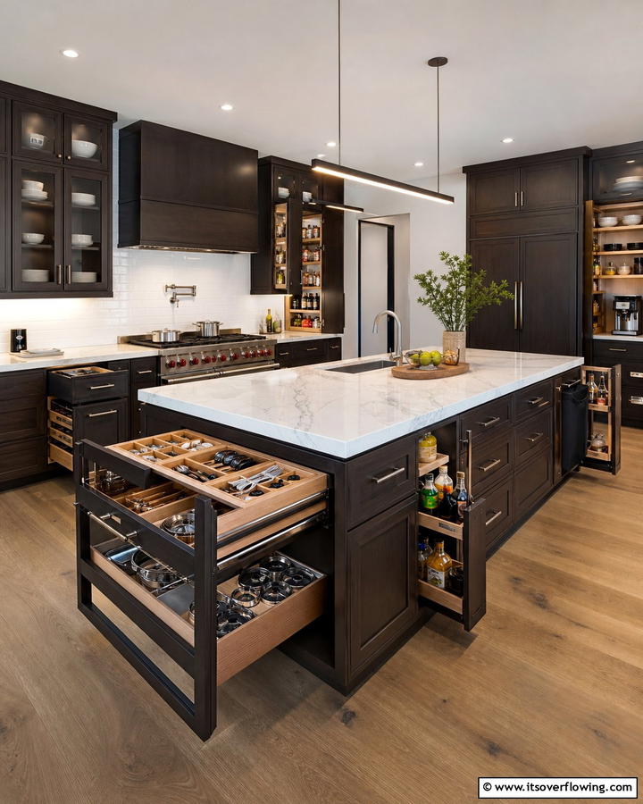 Smart Storage Solutions - 30 Dark Wood Kitchen Cabinet Designs for Classic Style