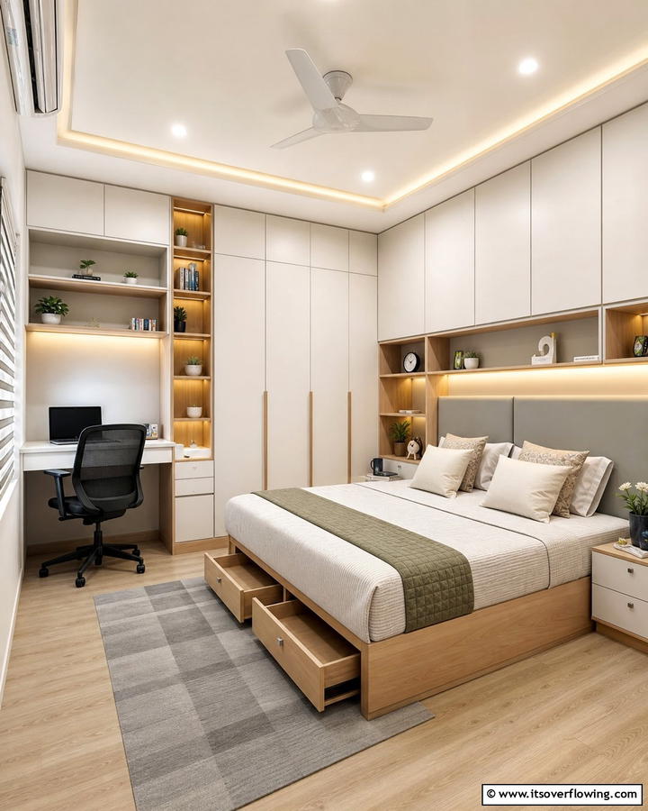 Smart Storage Solutions - 21 Mens Bedroom Ideas for a Masculine & Modern Aesthetic