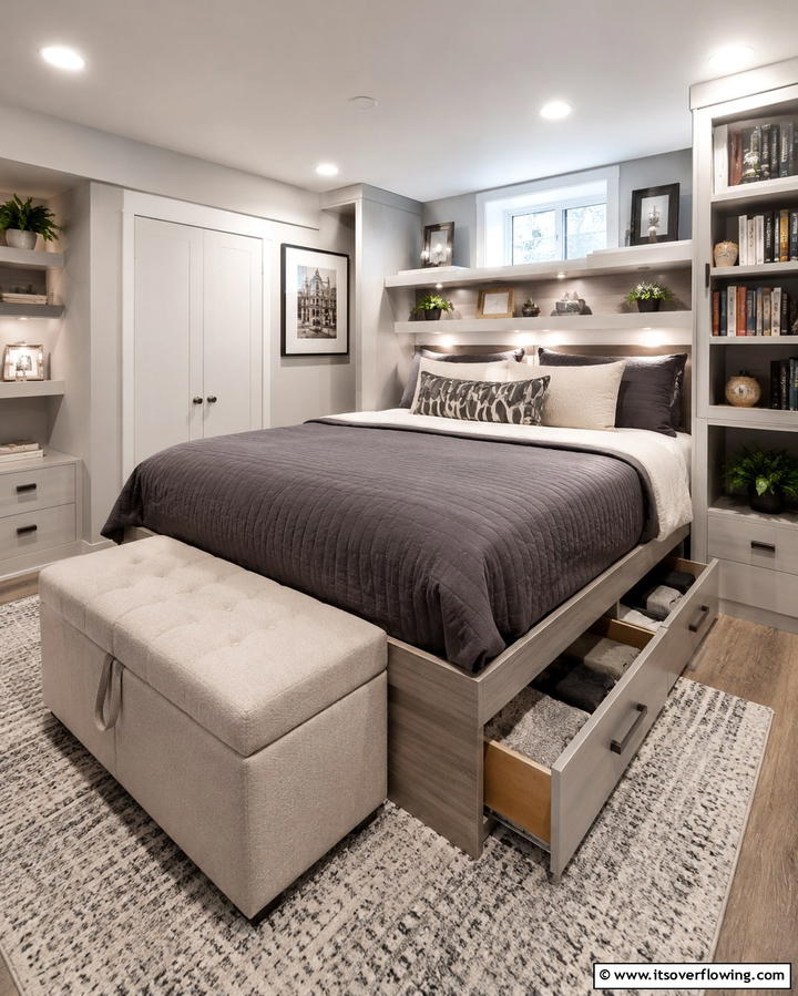 Smart Storage Solutions for Small Spaces - 25 Basement Bedroom Ideas for Cozy and Functional Spaces
