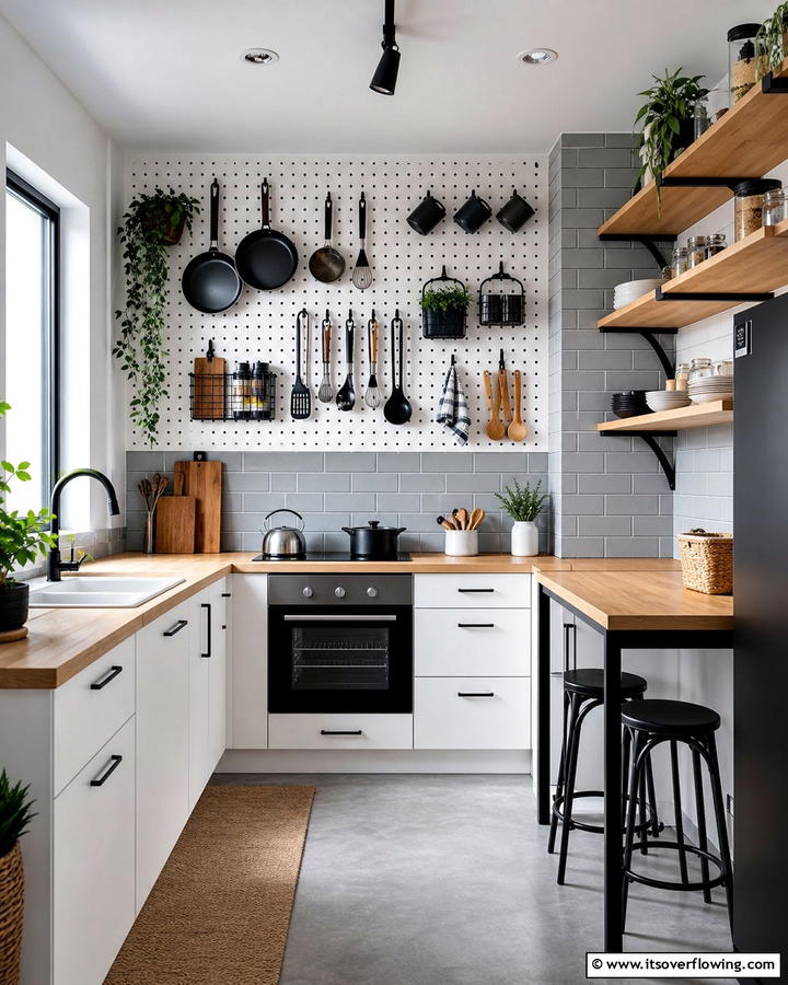 Smart Storage with Hooks - 21 Small Kitchen Ideas on a Budget for Maximized Space