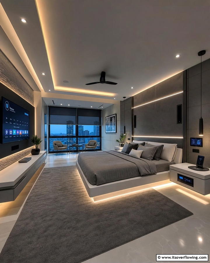 Smart Tech Bedroom - 21 Modern Bedroom Ideas to Create a Serene Retreat
