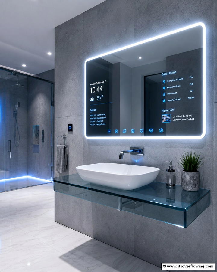 Smart Technology Features - 25 Hall Bathroom Ideas for Small and Functional Spaces
