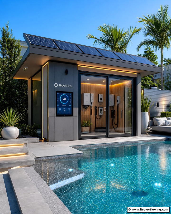 Smart Technology Integration - 20 Pool Shed Ideas to Enhance Your Backyard Oasis