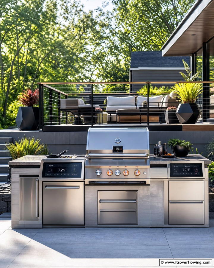 Smart Temperature Controls - 30 BBQ Island Ideas for Ultimate Outdoor Entertaining