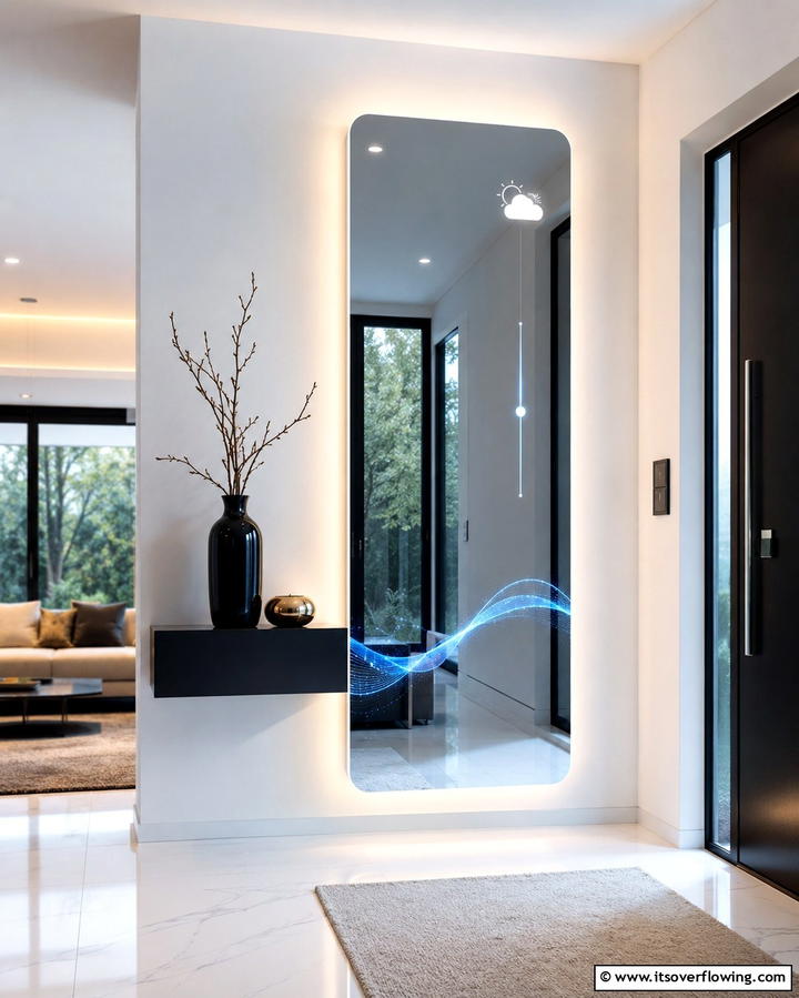 Smart Touch Mirror - 30 Statement Entryway Mirror Ideas to Brighten Narrow Spaces