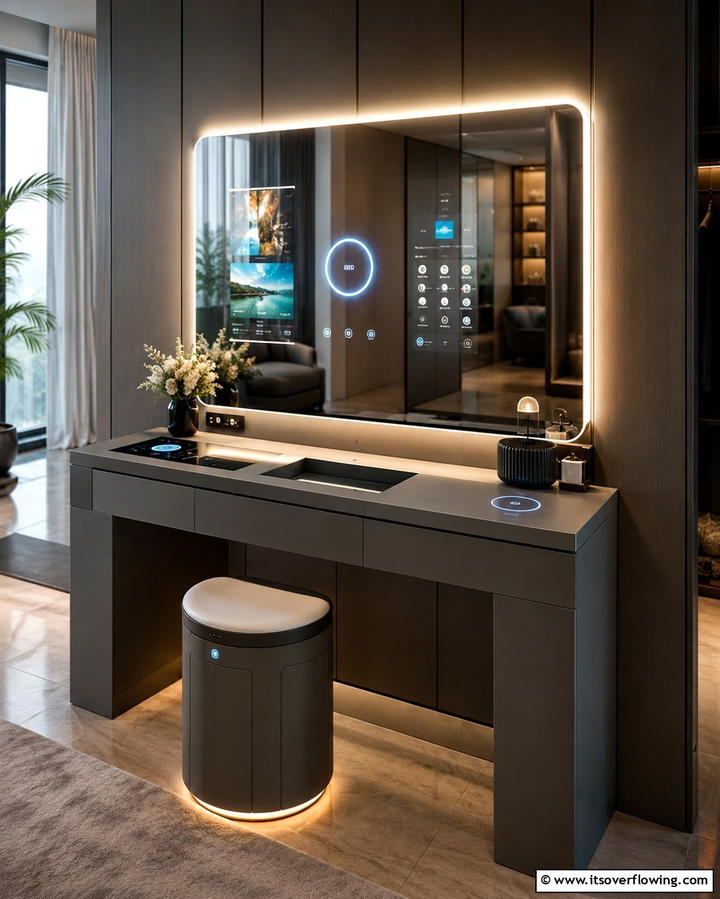 Smart Vanity with Tech Integration - 30 Bedroom Vanity Ideas for Chic and Functional Dressing Areas