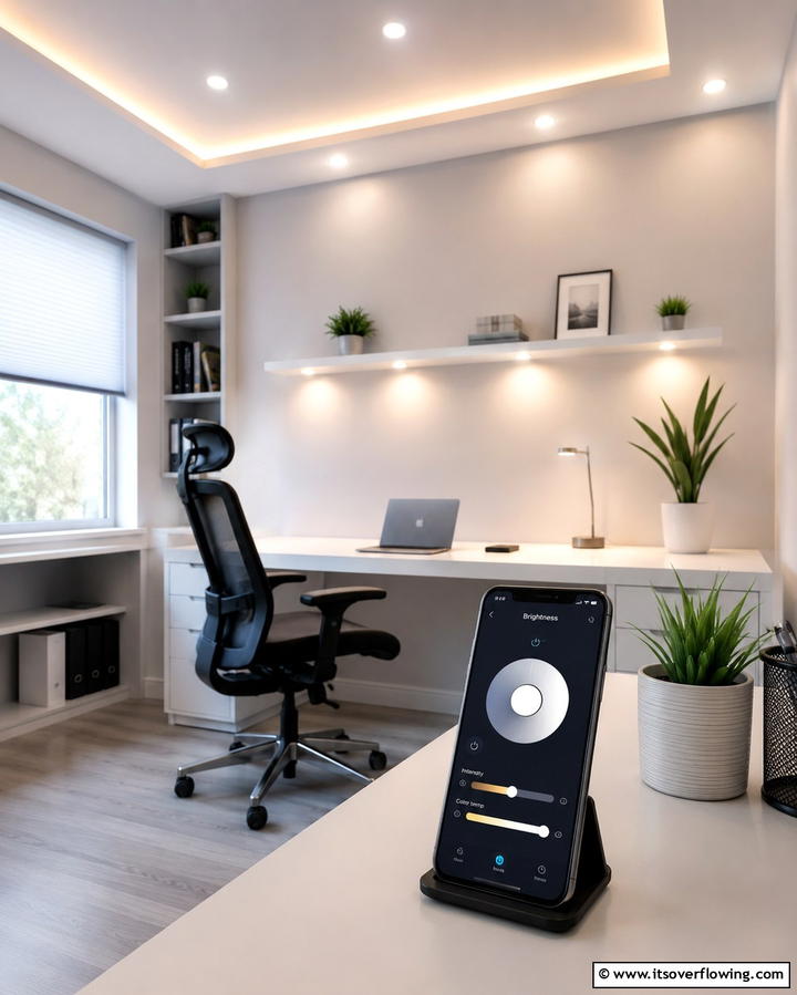 Smartphone Controlled Brightness - 30 Home Office Lighting Ideas- Brighten Your Workspace