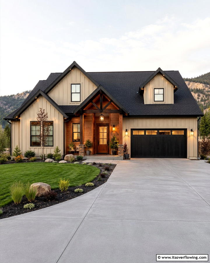 Smoky Beige Subtlety - 25 Paint Colors for a Modern Black House With Cedar Accents