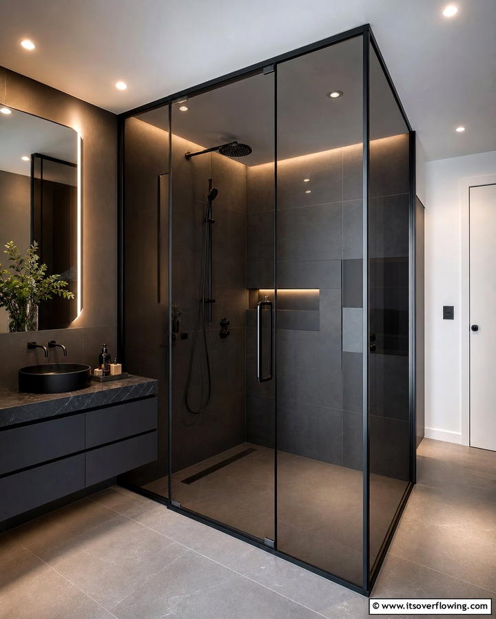 Smoky Glass Shower EnclosuresExact - 25 Dark Bathroom Ideas for Moody and Chic Spaces