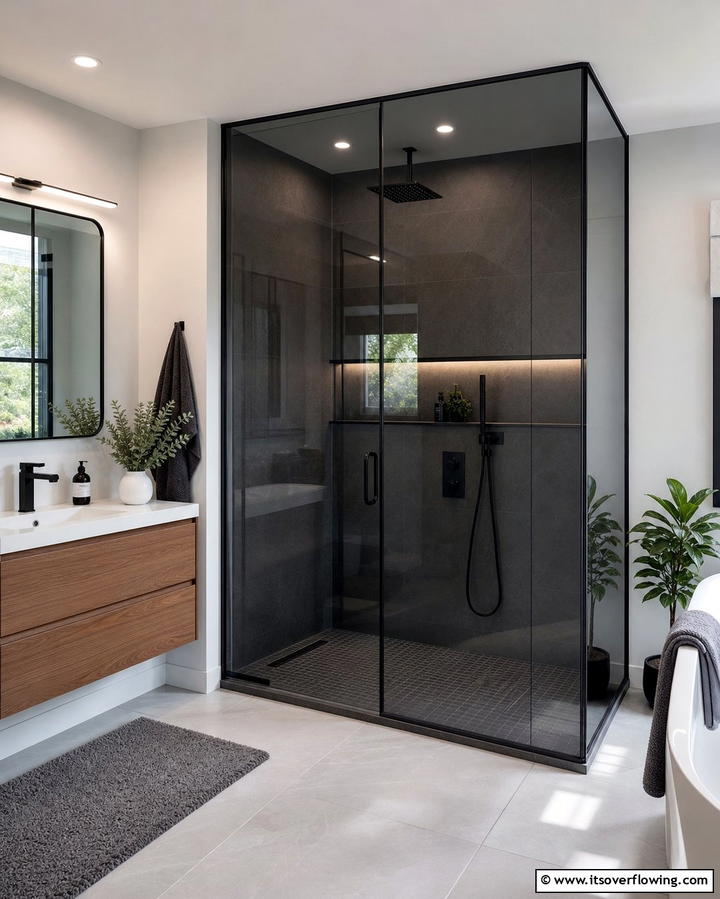 Smoky Glass Shower EnclosuresOne - 25 Dark Bathroom Ideas for Moody and Chic Spaces