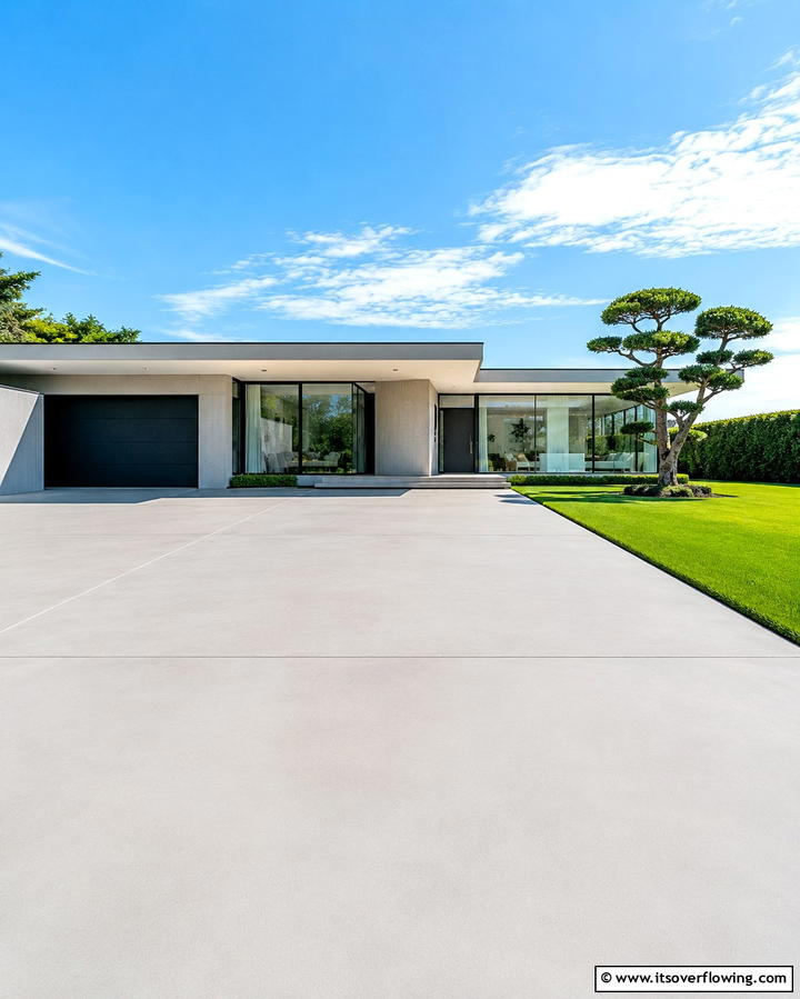 Smooth Finish Concrete Driveway - 30 Durable Concrete Driveway Designs to Enhance Curb Appeal