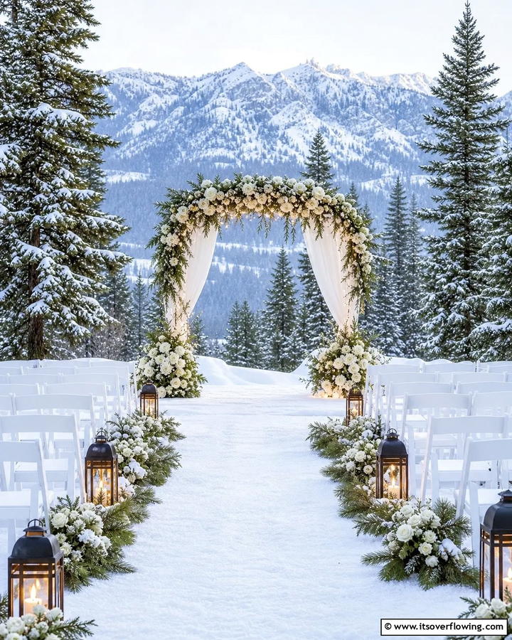 Snowy Outdoor Ceremony - 21 Winter Wedding Ideas for a Magical Seasonal Celebration