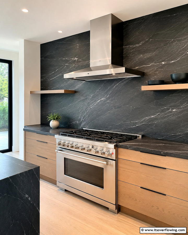 Soapstone Backsplash Integration - 25 Soapstone Kitchen Countertops Design Ideas