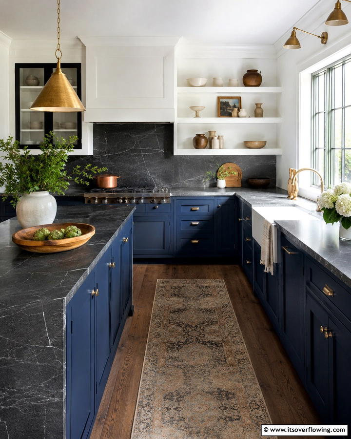 Soapstone with Contrasting Cabinets - 25 Soapstone Kitchen Countertops Design Ideas
