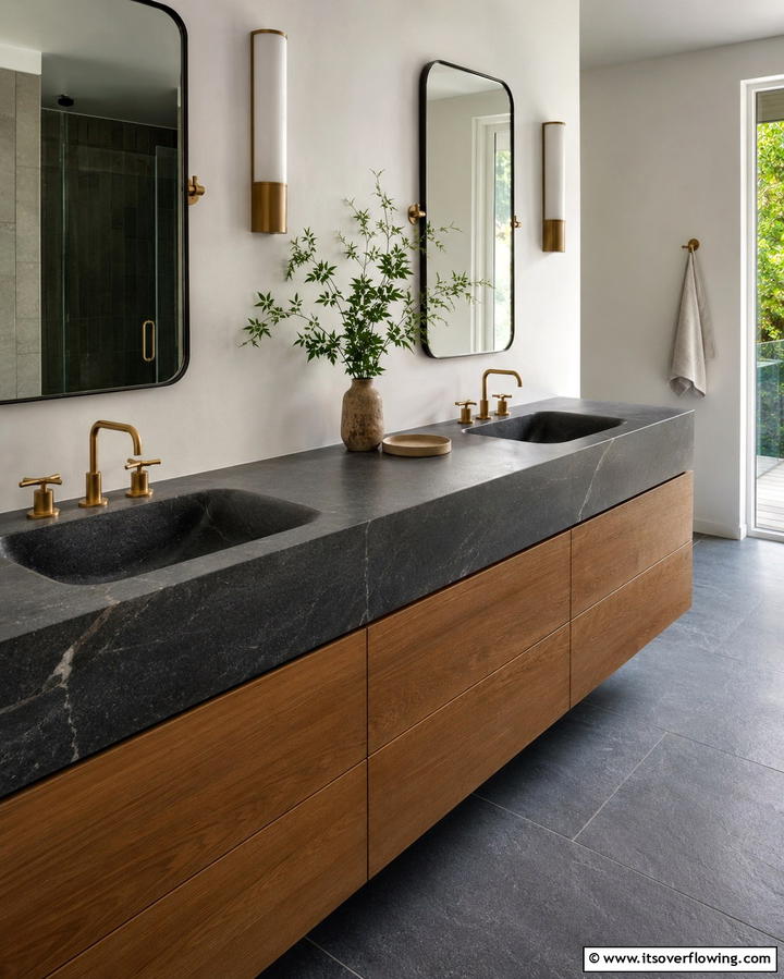 Soapstone with Integrated Sinks - 25 Soapstone Kitchen Countertops Design Ideas