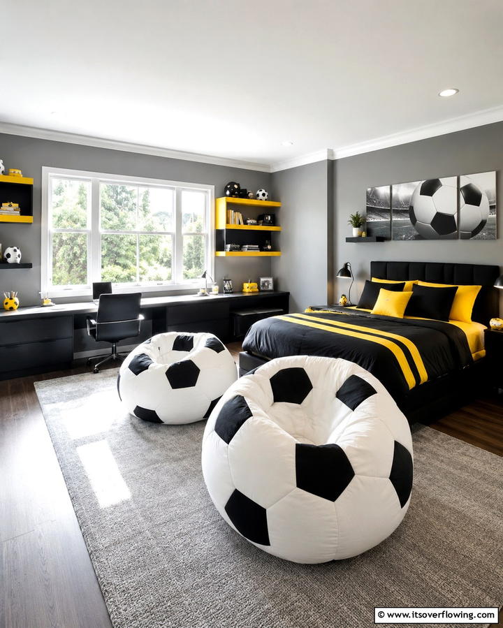 Soccer Ball Bean BagsExact - 30 Sporty Soccer Bedroom Ideas for Young Athletes