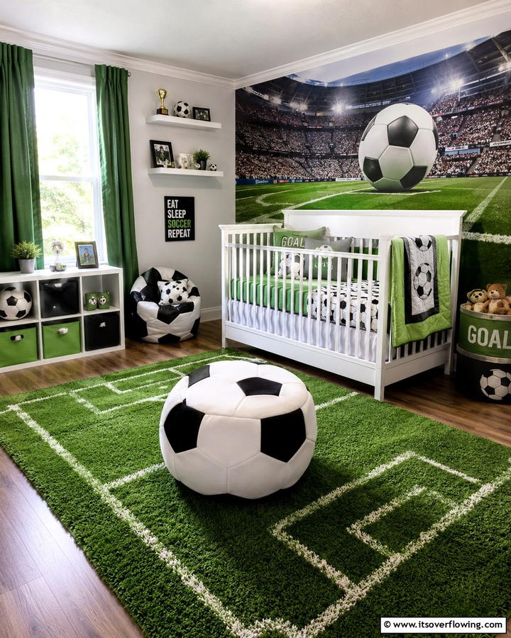 Soccer Ball Ottoman - 20 Sports Nursery Ideas for the Ultimate Fan Baby Room