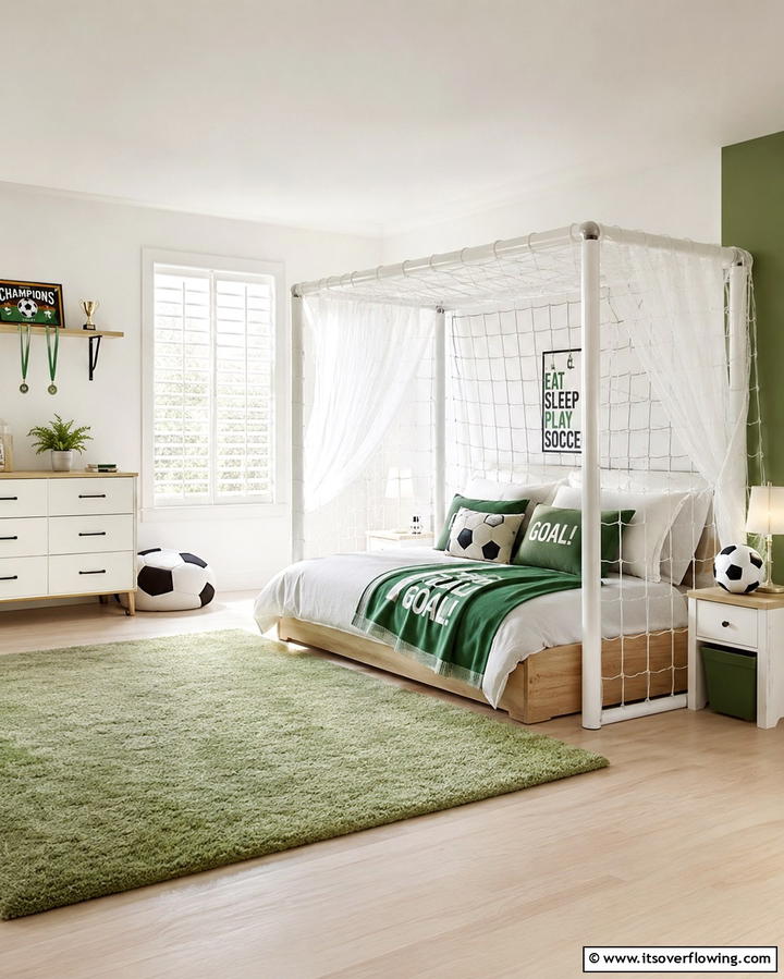 Soccer Goal Canopy Bed - 30 Sporty Soccer Bedroom Ideas for Young Athletes