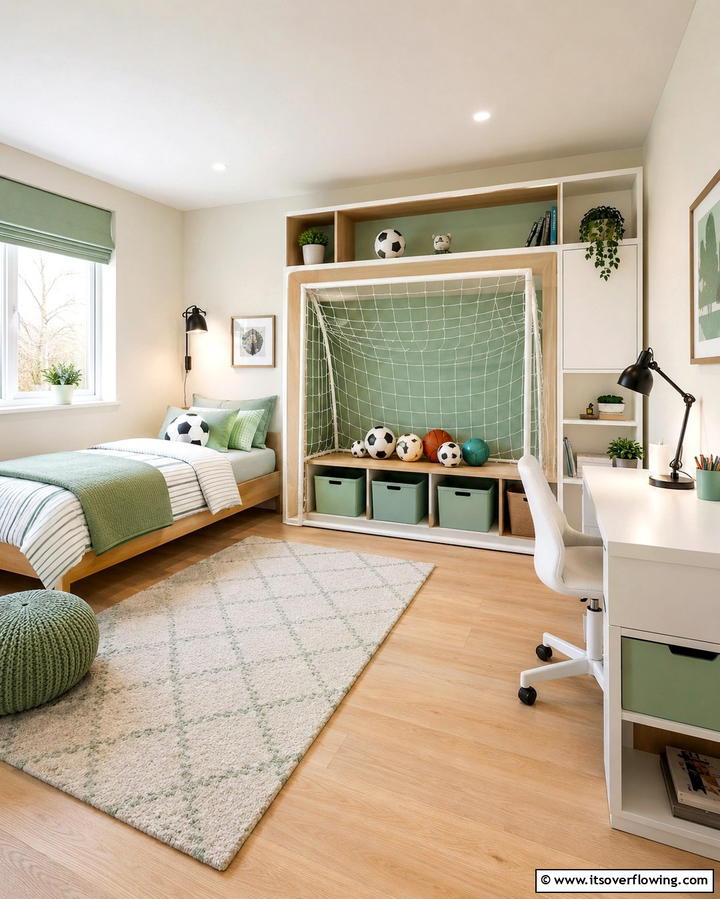Soccer Goal Storage Unit - 30 Sporty Soccer Bedroom Ideas for Young Athletes